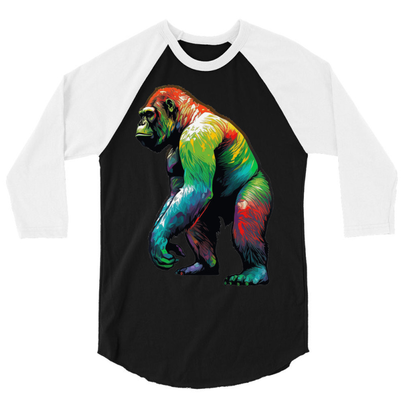 Gorilla Rainbow 3/4 Sleeve Shirt by UrielTurner100 | Artistshot