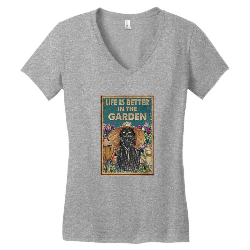 Cat And Garden Life Is Better Gardening Women's V-neck T-shirt | Artistshot