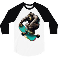 Gorilla Skateboard 3/4 Sleeve Shirt | Artistshot