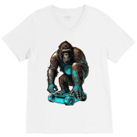 Gorilla Skateboard V-neck Tee | Artistshot