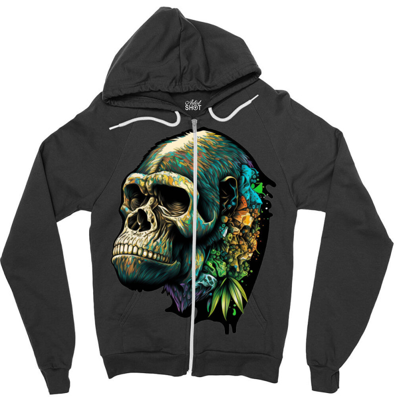 Gorilla Skull Zipper Hoodie by UrielTurner100 | Artistshot