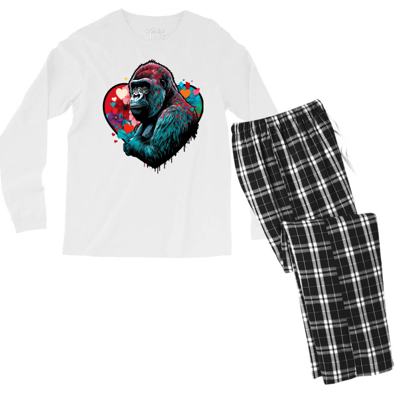 Gorilla Valentine Men's Long Sleeve Pajama Set by UrielTurner100 | Artistshot