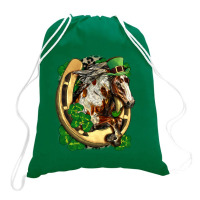 Horse With Horseshoe St Patrick's Day Drawstring Bags | Artistshot