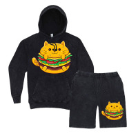 Cat Burger Vintage Hoodie And Short Set | Artistshot