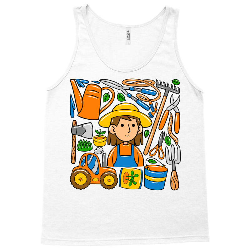 Woman Farmer Doodle Tank Top | Artistshot