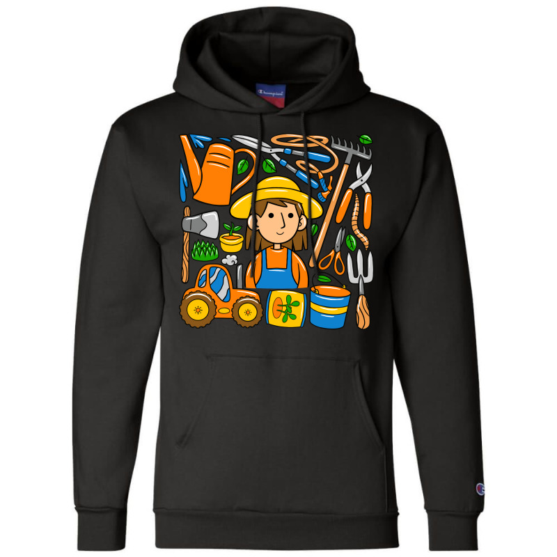 Woman Farmer Doodle Champion Hoodie | Artistshot