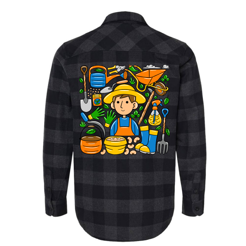Man Farmer Doodle Flannel Shirt | Artistshot
