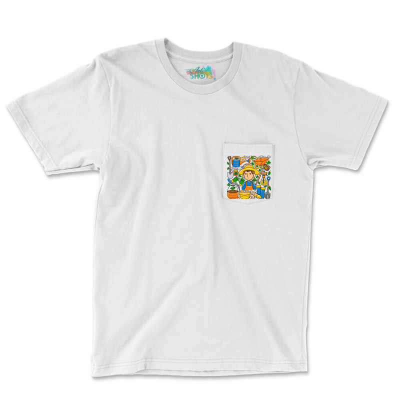 Man Farmer Doodle Pocket T-shirt | Artistshot