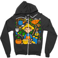 Man Farmer Doodle Zipper Hoodie | Artistshot