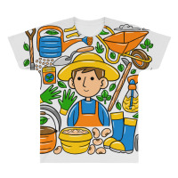 Man Farmer Doodle All Over Men's T-shirt | Artistshot