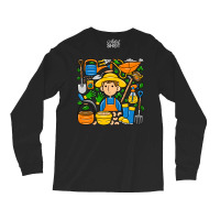 Man Farmer Doodle Long Sleeve Shirts | Artistshot