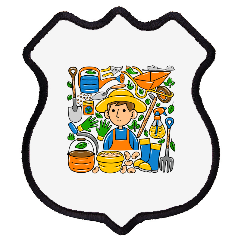 Man Farmer Doodle Shield Patch | Artistshot