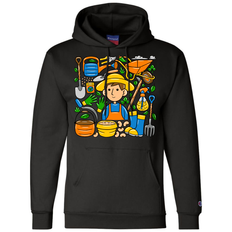 Man Farmer Doodle Champion Hoodie | Artistshot