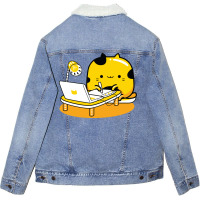 Yellow Cat Illustrator Profession Unisex Sherpa-lined Denim Jacket | Artistshot