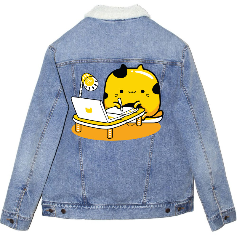 Yellow Cat Illustrator Profession Unisex Sherpa-lined Denim Jacket | Artistshot