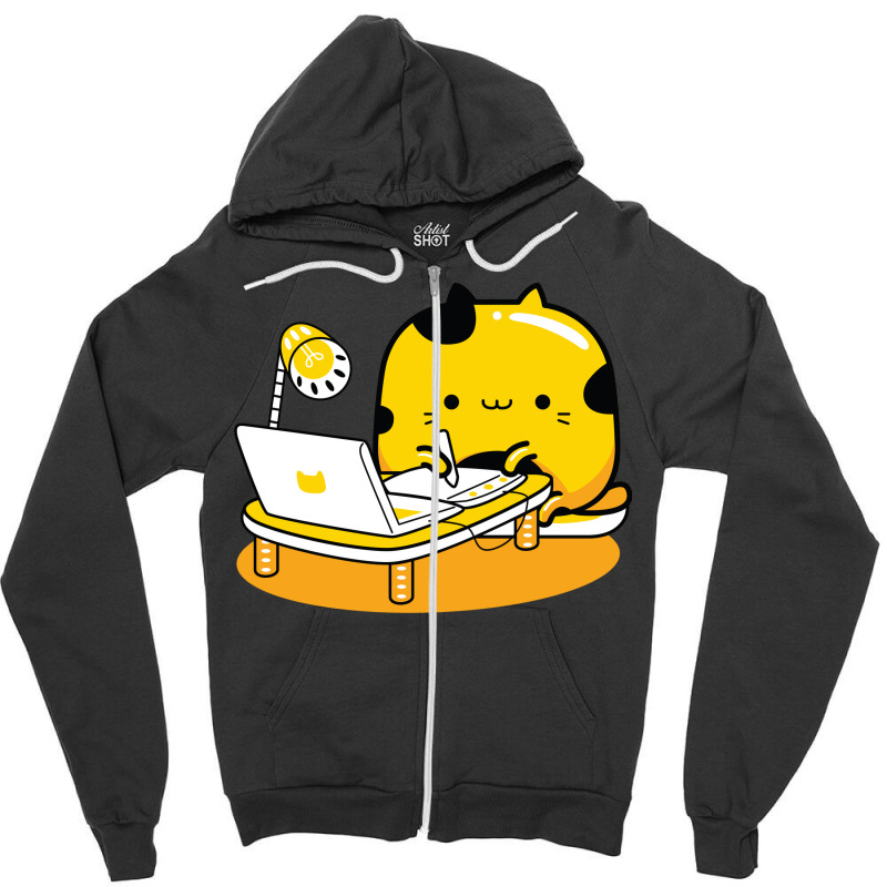 Yellow Cat Illustrator Profession Zipper Hoodie | Artistshot