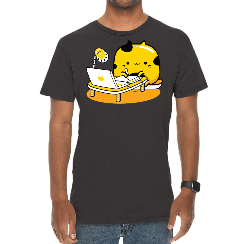 Yellow Cat Illustrator Profession Vintage T-shirt | Artistshot