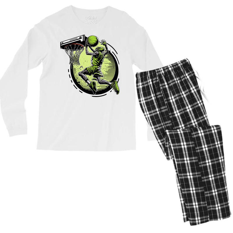 Alien Dunk Basketball Retro Style Men's Long Sleeve Pajama Set | Artistshot