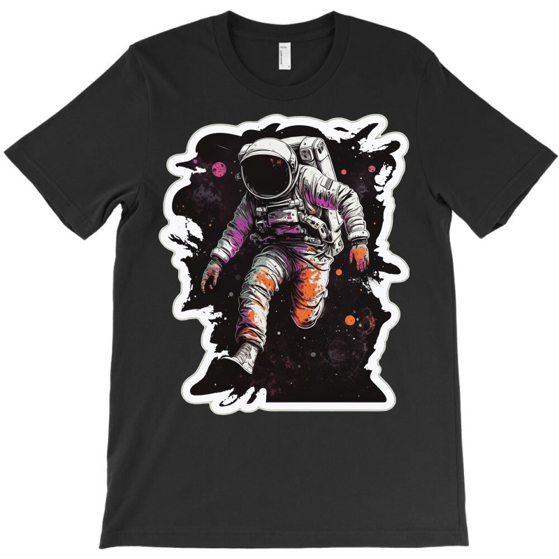 Astronaut Jump In Space With Psychodelic Retro T-shirt | Artistshot