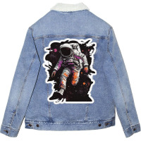 Astronaut Jump In Space With Psychodelic Retro Unisex Sherpa-lined Denim Jacket | Artistshot