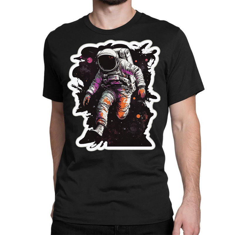 Astronaut Jump In Space With Psychodelic Retro Classic T-shirt | Artistshot