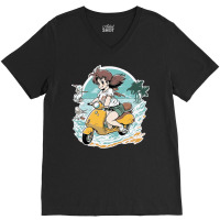 Anime Girl Riding Scooter V-neck Tee | Artistshot