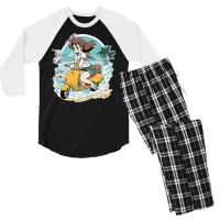 Anime Girl Riding Scooter Men's 3/4 Sleeve Pajama Set | Artistshot