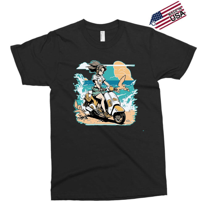 Anime Girl Riding Scooter In Beach Exclusive T-shirt | Artistshot