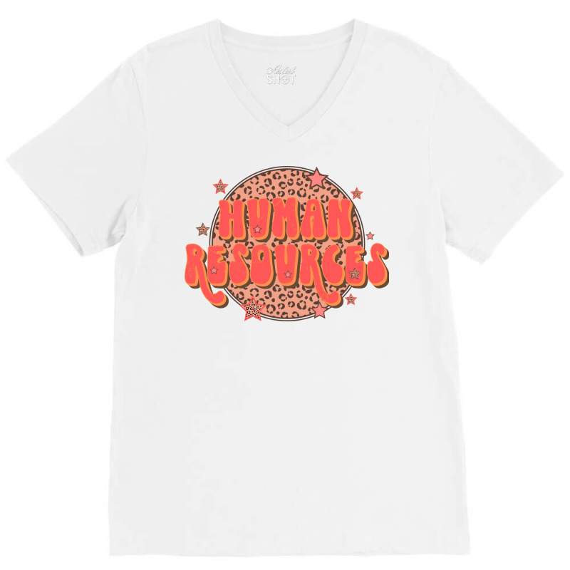 Retro Groovy Leopard Human Resources Funny V-neck Tee | Artistshot