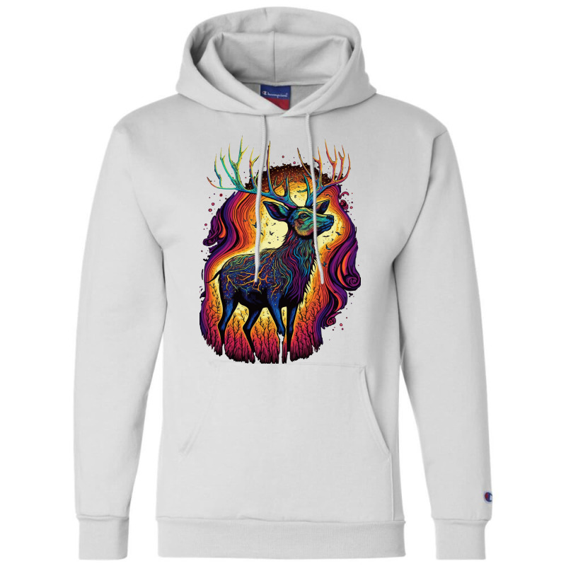 Deer Surrealistic Vibrant Color 80s Champion Hoodie | Artistshot