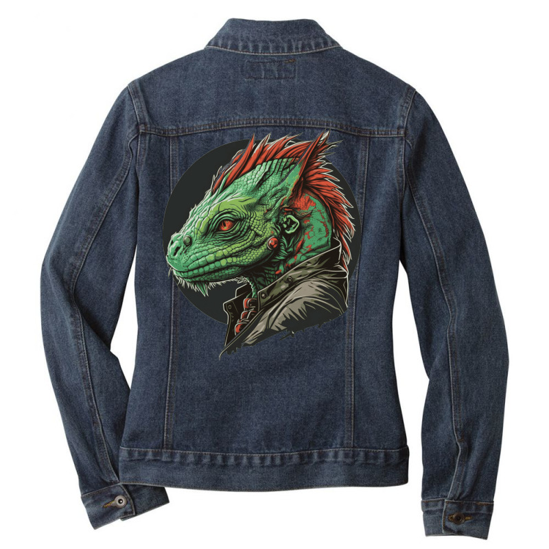 Iguana Master Angry Ladies Denim Jacket by YaelWorkman180 | Artistshot