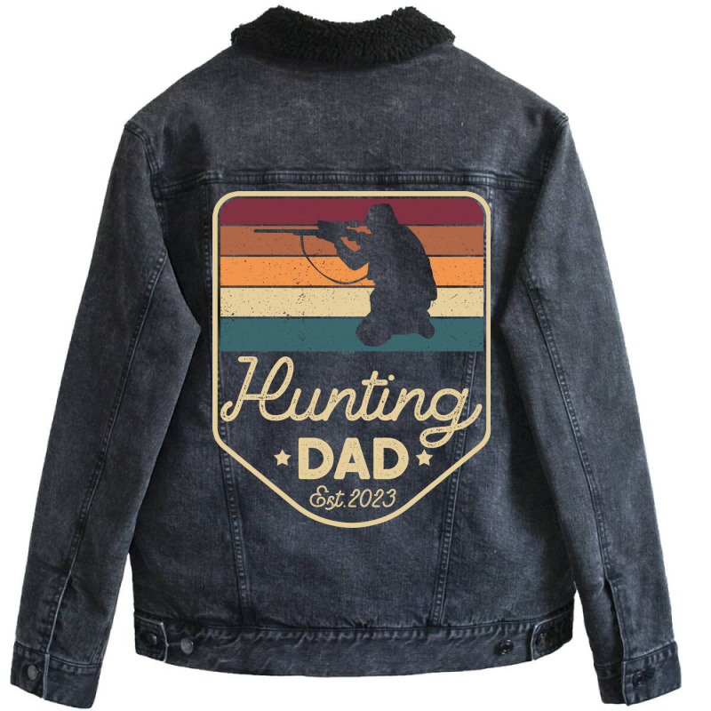 Hunting Dad Est 2023 New Dad Hunting Fan Humor Unisex Sherpa-lined Denim Jacket | Artistshot