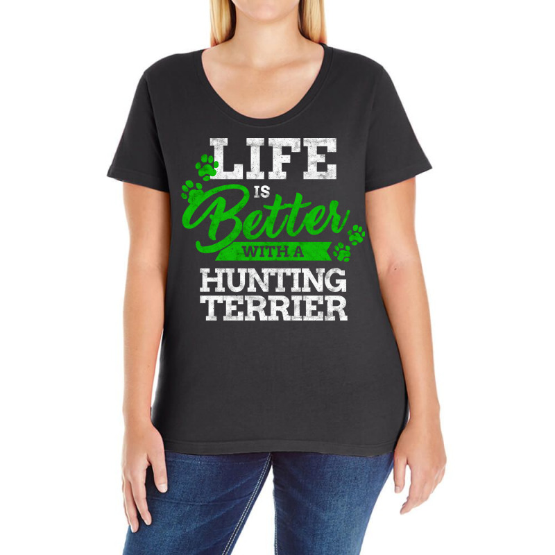 Life Is Better With A German Hunting Terrier Sayin Ladies Curvy T-Shirt by leinosouffoi | Artistshot