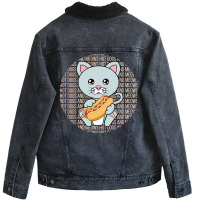 All I Need Is Hot Dogs And Cats Cool Hipster Unisex Sherpa-lined Denim Jacket | Artistshot