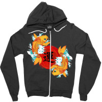 Gold Koi Fish Green Zipper Hoodie | Artistshot