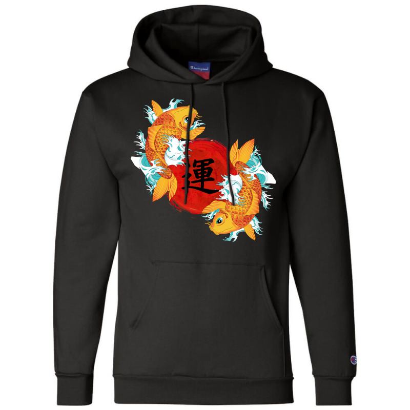 Gold Koi Fish Green Champion Hoodie | Artistshot