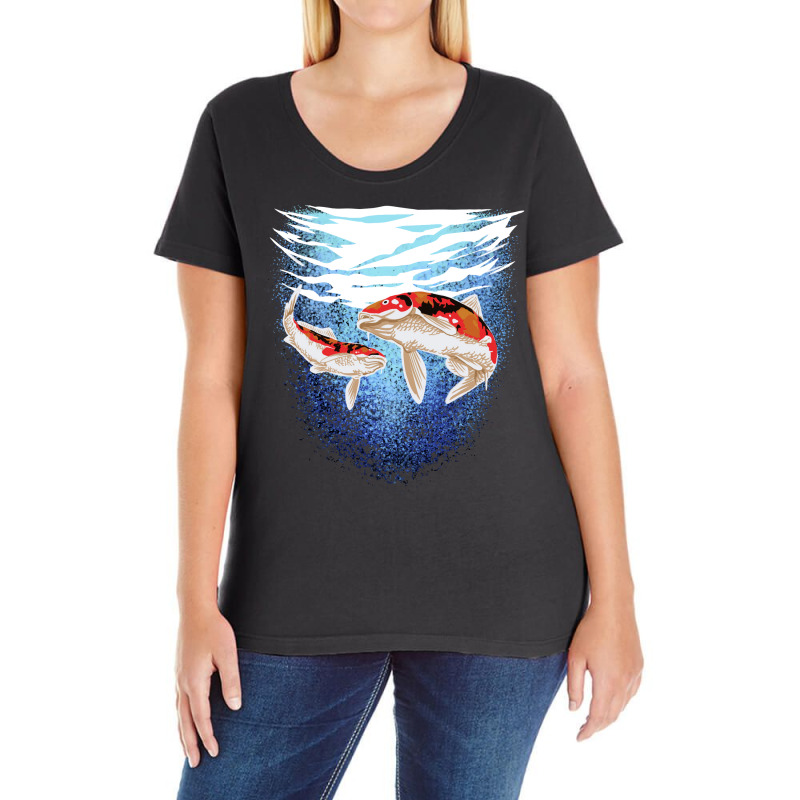 Japanese Koi Fish Carp Pond Japan Tattoo Koi Retro Ladies Curvy T-Shirt by vellosgezii1 | Artistshot