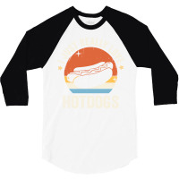 I Just Really Love Hotdogs 80s Retro Vintage Sunse 3/4 Sleeve Shirt | Artistshot