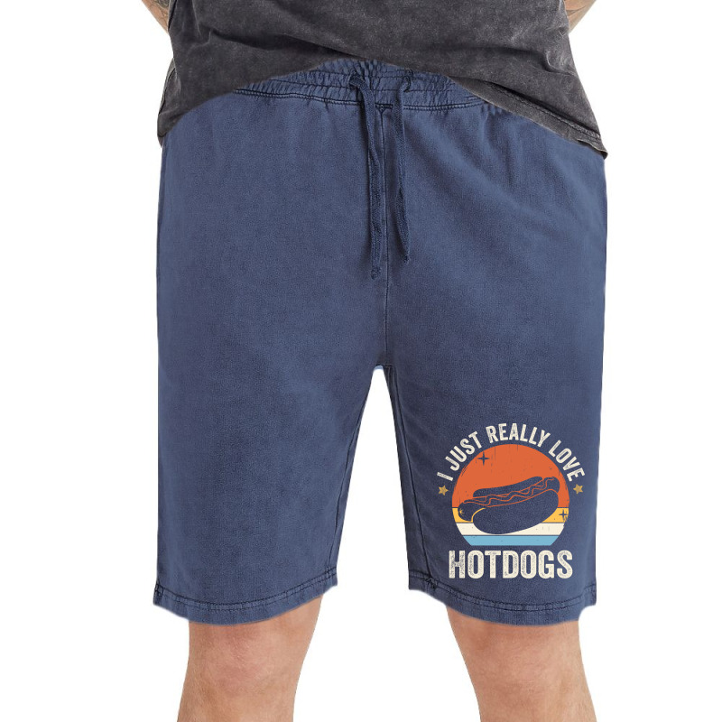 I Just Really Love Hotdogs 80s Retro Vintage Sunse Vintage Short | Artistshot