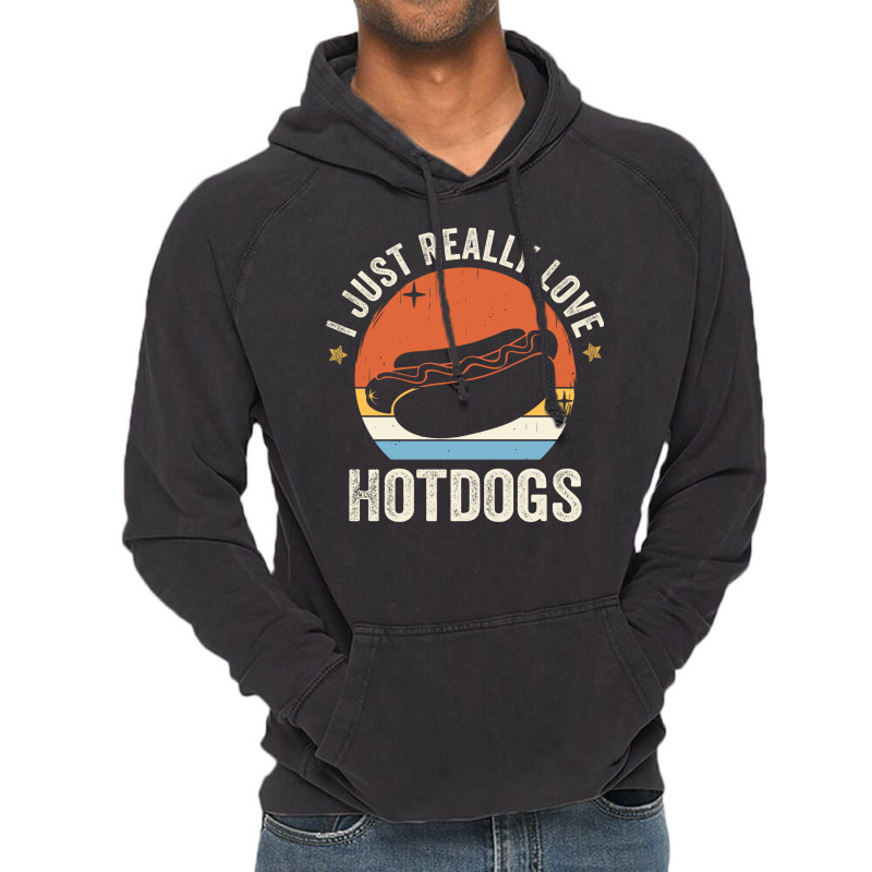 I Just Really Love Hotdogs 80s Retro Vintage Sunse Vintage Hoodie | Artistshot