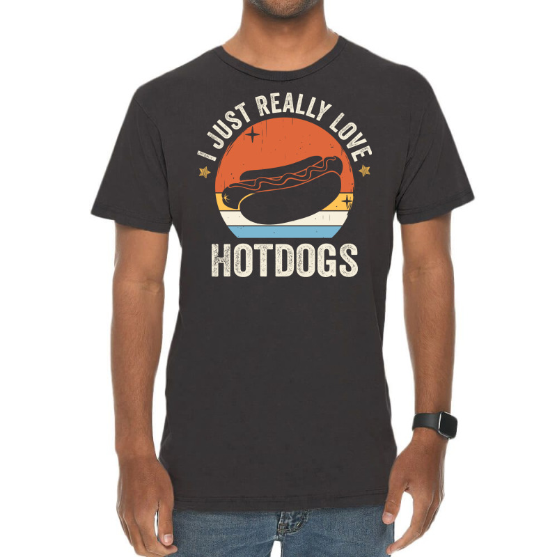 I Just Really Love Hotdogs 80s Retro Vintage Sunse Vintage T-shirt | Artistshot