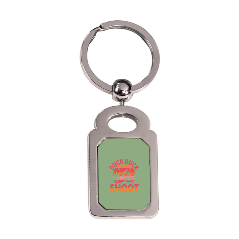 Duck Duck Shoot Hunter Hippie Silver Rectangle Keychain | Artistshot