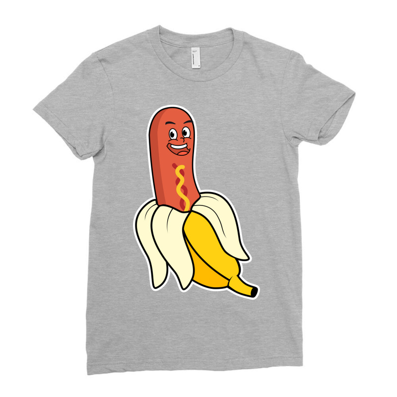 Peeled Banana Hot Dog Funny Summer Ladies Fitted T-Shirt by grehamizmiriw | Artistshot