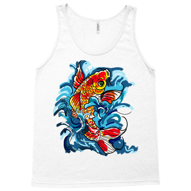 Koi Fish On A Waterfall Nature Tank Top | Artistshot