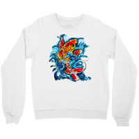 Koi Fish On A Waterfall Nature Crewneck Sweatshirt | Artistshot