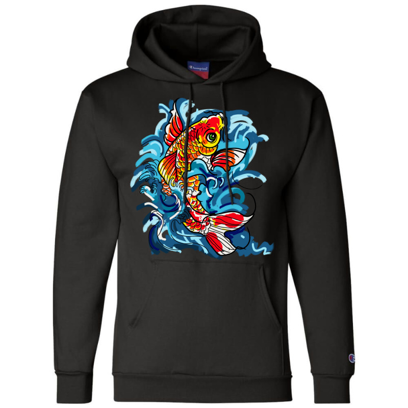 Koi Fish On A Waterfall Nature Champion Hoodie | Artistshot