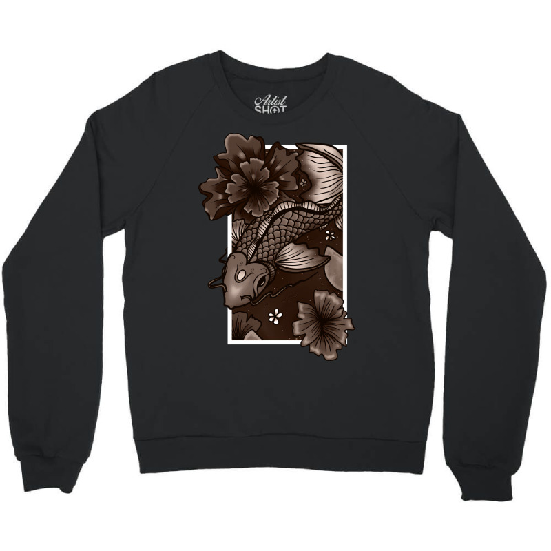 Koi Fish Swimming Through Water And Flowers Copper Crewneck Sweatshirt | Artistshot