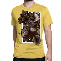 Koi Fish Swimming Through Water And Flowers Copper Classic T-shirt | Artistshot