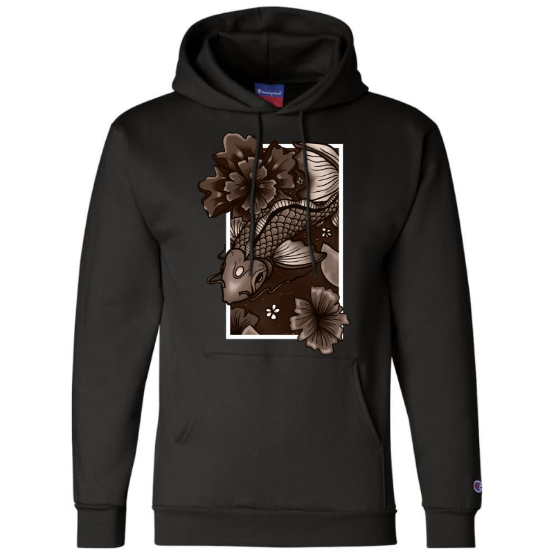 Koi Fish Swimming Through Water And Flowers Copper Champion Hoodie | Artistshot