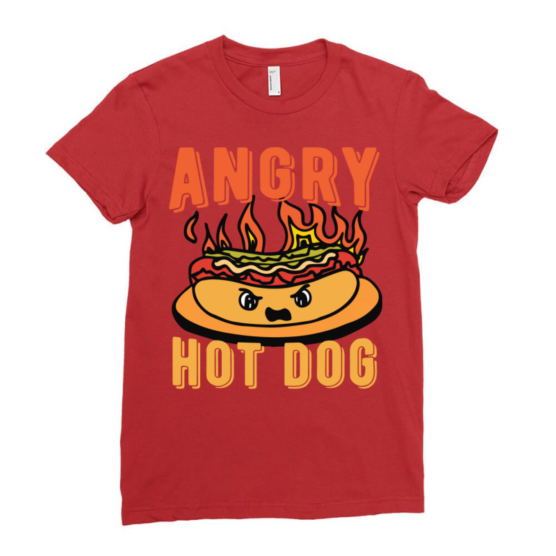 Angry Hot Dog Nature Ladies Fitted T-Shirt by srojlhuango | Artistshot